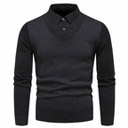 Layered Look Sweater with Built In Collar