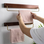 Natural Wood Towel Holder for Bathroom & Kitchen Organization