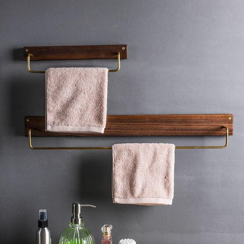 Natural Wood Towel Holder for Bathroom & Kitchen Organization