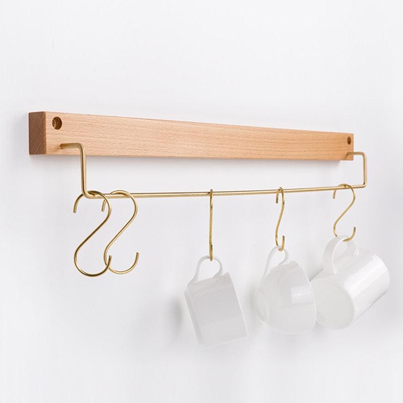 Natural Wood Towel Holder for Bathroom & Kitchen Organization