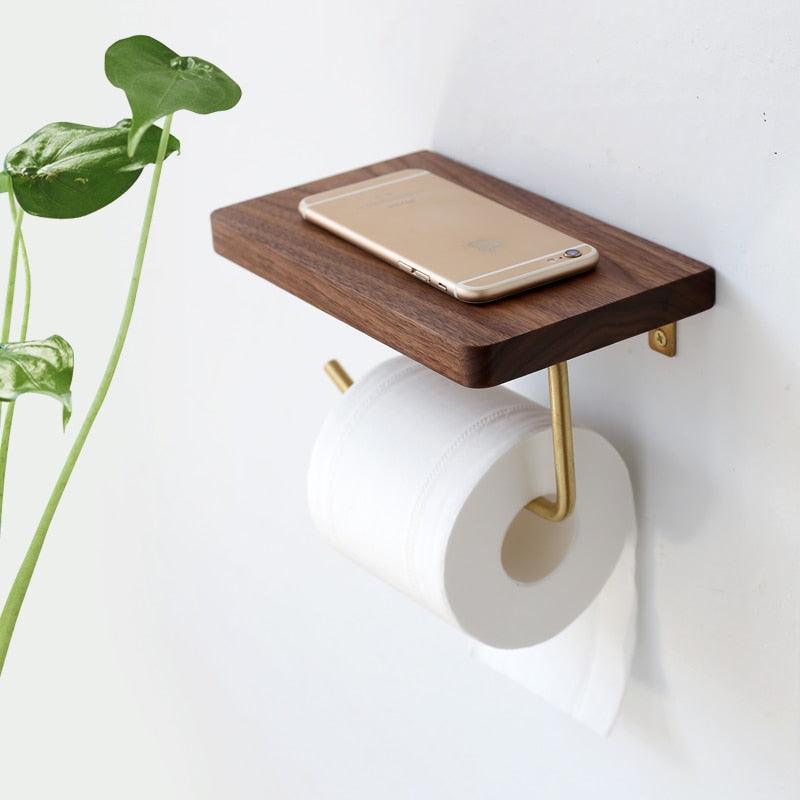 Wall-Mounted Tissue Holder with Practical Storage Shelf