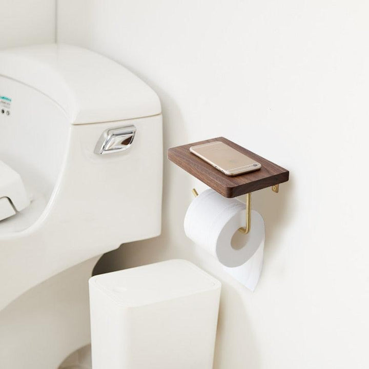 Wooden Toilet Paper Holder Organizer