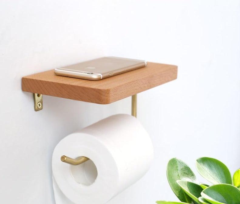 Wooden Toilet Paper Holder Organizer