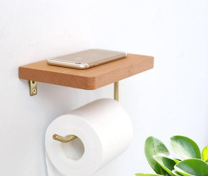 Wooden Toilet Paper Holder Organizer