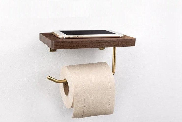 Wooden Toilet Paper Holder Organizer