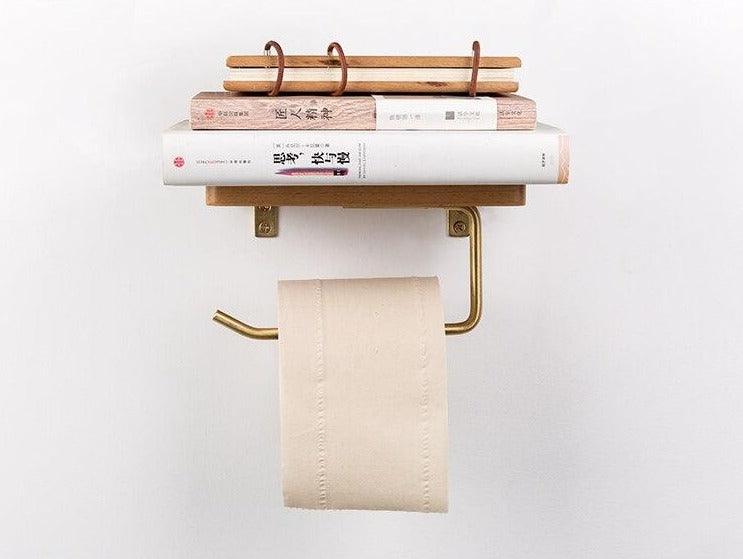 Wooden Toilet Paper Holder Organizer