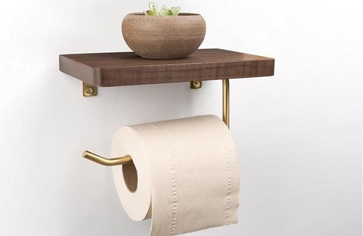 Wall-Mounted Tissue Holder with Practical Storage Shelf