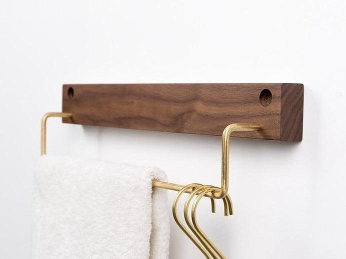 Natural Wood Towel Holder for Bathroom & Kitchen Organization