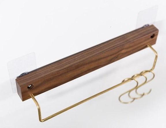 Natural Wood Towel Holder for Bathroom & Kitchen Organization