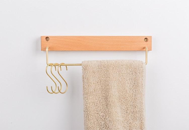 Natural Wood Towel Holder for Bathroom & Kitchen Organization