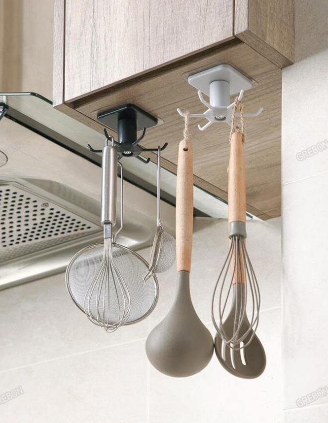 Under-Cabinet Rotating Kitchen Utensil Organizer