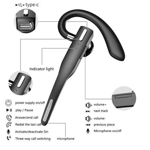Hands Free Bluetooth Headset with Adjustable Mic
